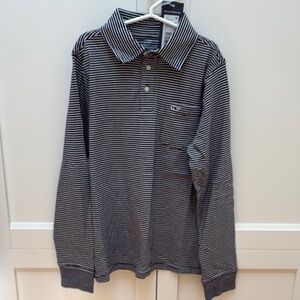 Vineyard Vines Boys Navy Blur and White Striped Polo Shirt